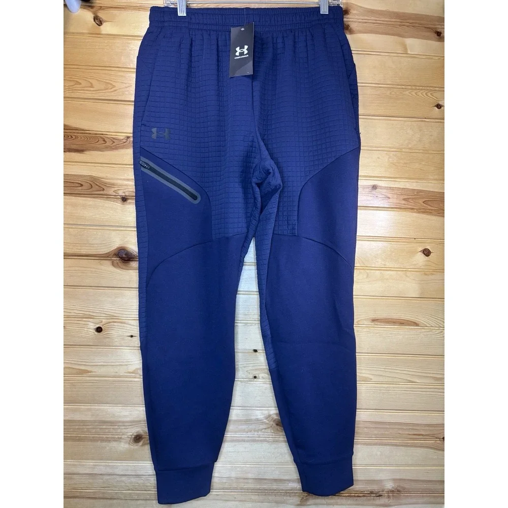 Under Armour Men's Unstoppable Grid Jogger Sweat Pants Navy Size MEDIUM $100 NWT